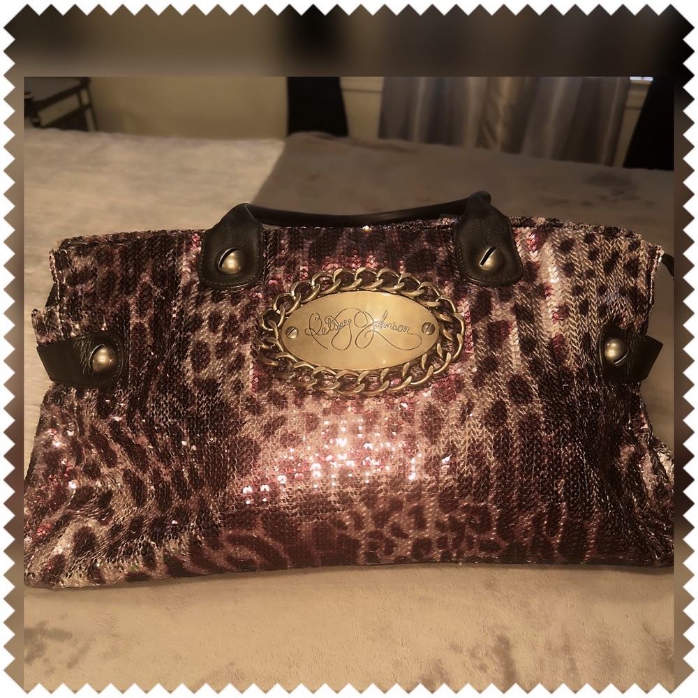 Betsey Johnson Glittery Purple silver Leopard Shoulder Bag Handbag (RARE)
